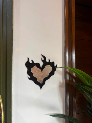 Flaming heart mirror wall art
